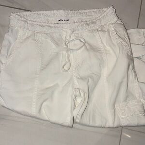 Bella Dahl White Elastic Drawstring Joggers